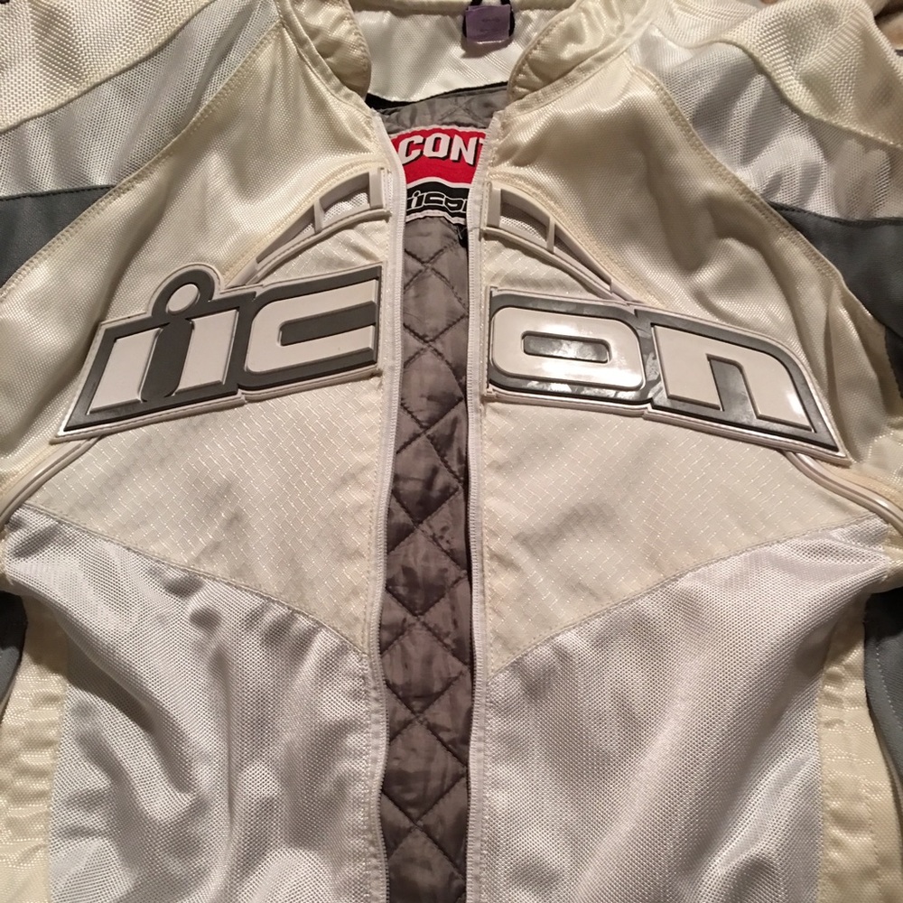 ICON Contra motorcycle jacket in white